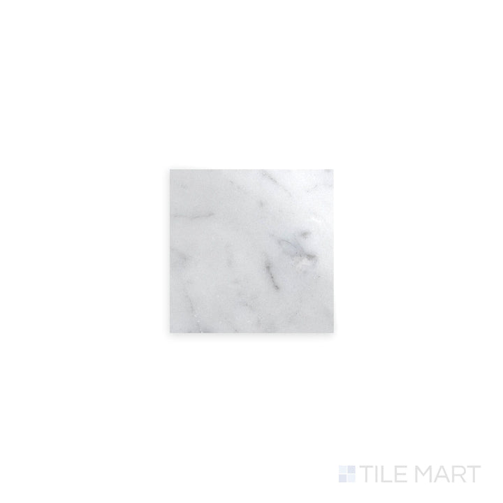 Full view of White Carrara Marble 4x4 polished tile featuring glossy marble squares ideal for stylish wall or floor applications