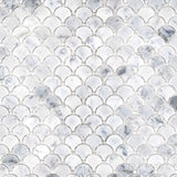 White Carrara Marble 1" Fan Honed Mosaic