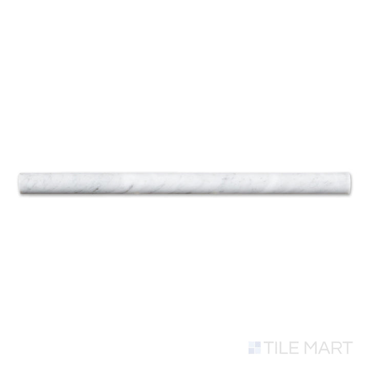 Flat image of White Carrara Marble 0.75x12 honed standard liner, a narrow matte-finished strip with subtle veining, ideal for transitional trims.