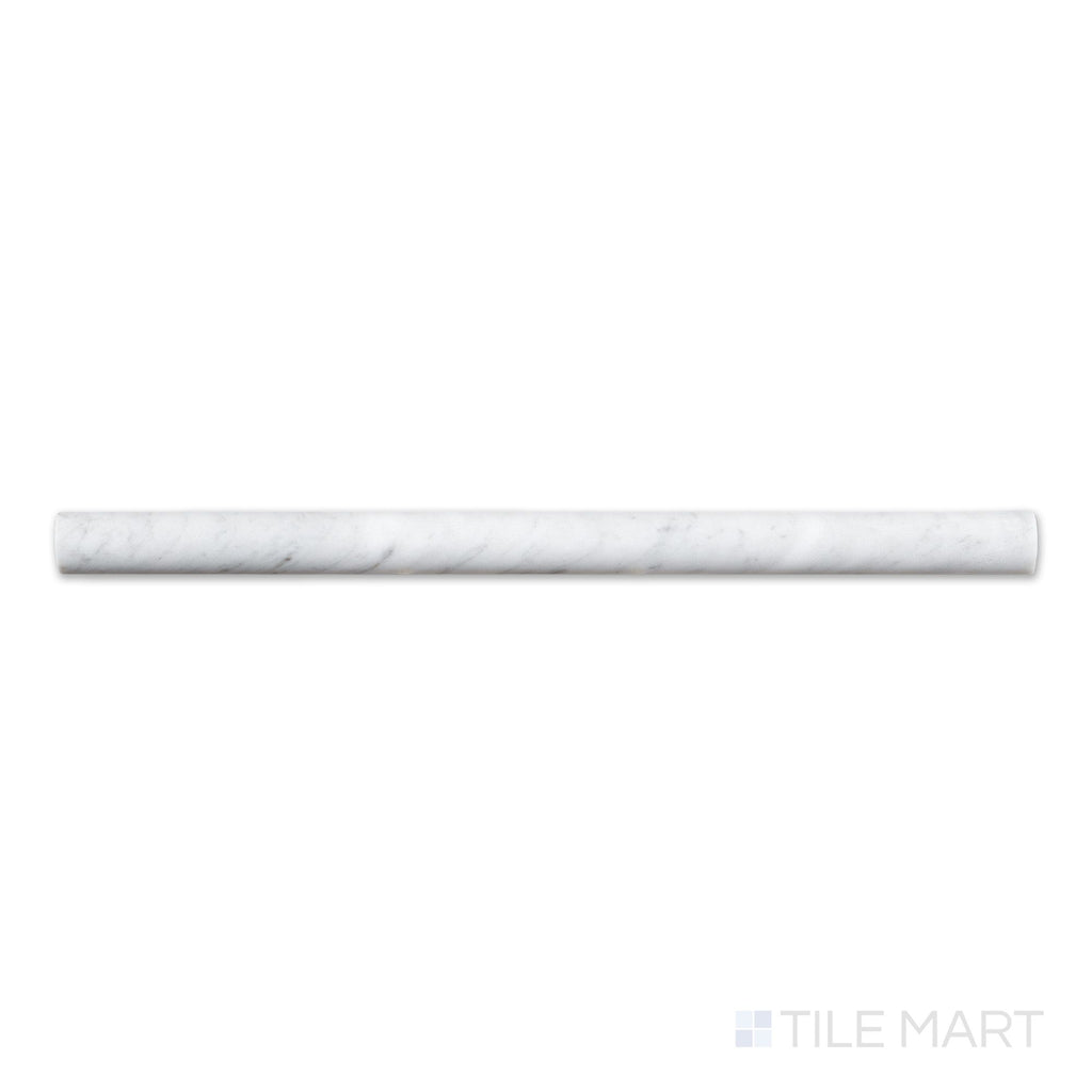 White Carrara 3/4X12 Polished Marble Pencil Liner | Tilemart