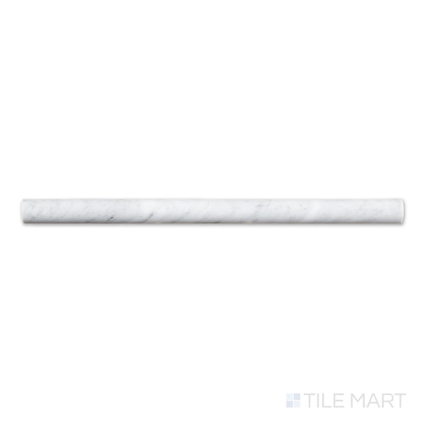 White Carrara 3/4X12 Polished Marble Pencil Liner | Tilemart