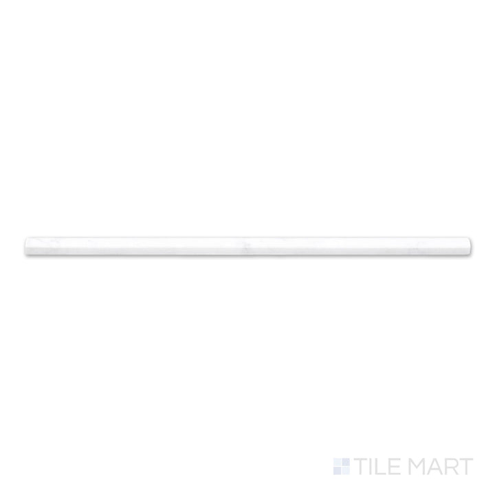 Top-down view of White Carrara Marble 0.5x12 honed mini liner, a slim matte-finished marble trim with understated grey veining.