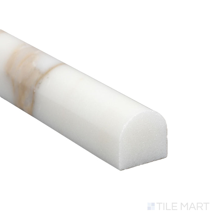 Corner close-up of Calacatta Gold Marble 0.75x12 honed standard liner showing matte texture and refined edge.