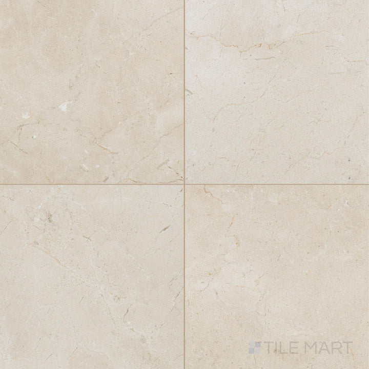 Crema Marfil Select Marble 24x24 honed tiles arranged in a wide view to show natural stone texture.