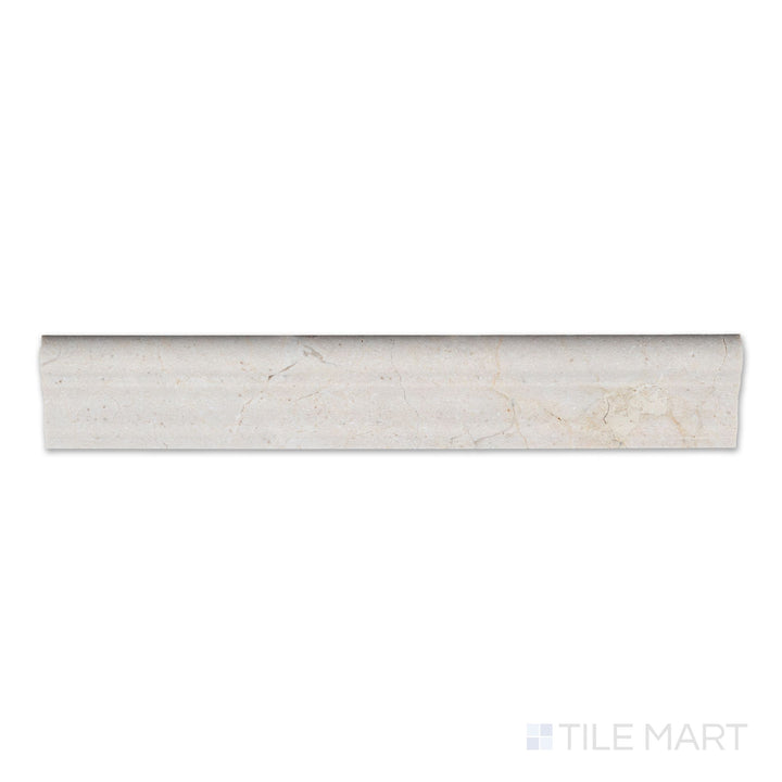 Top-down view of Crema Marfil Marble 2x12 honed grand chair rail, a beige marble trim with a soft matte finish and subtle creamy veining.