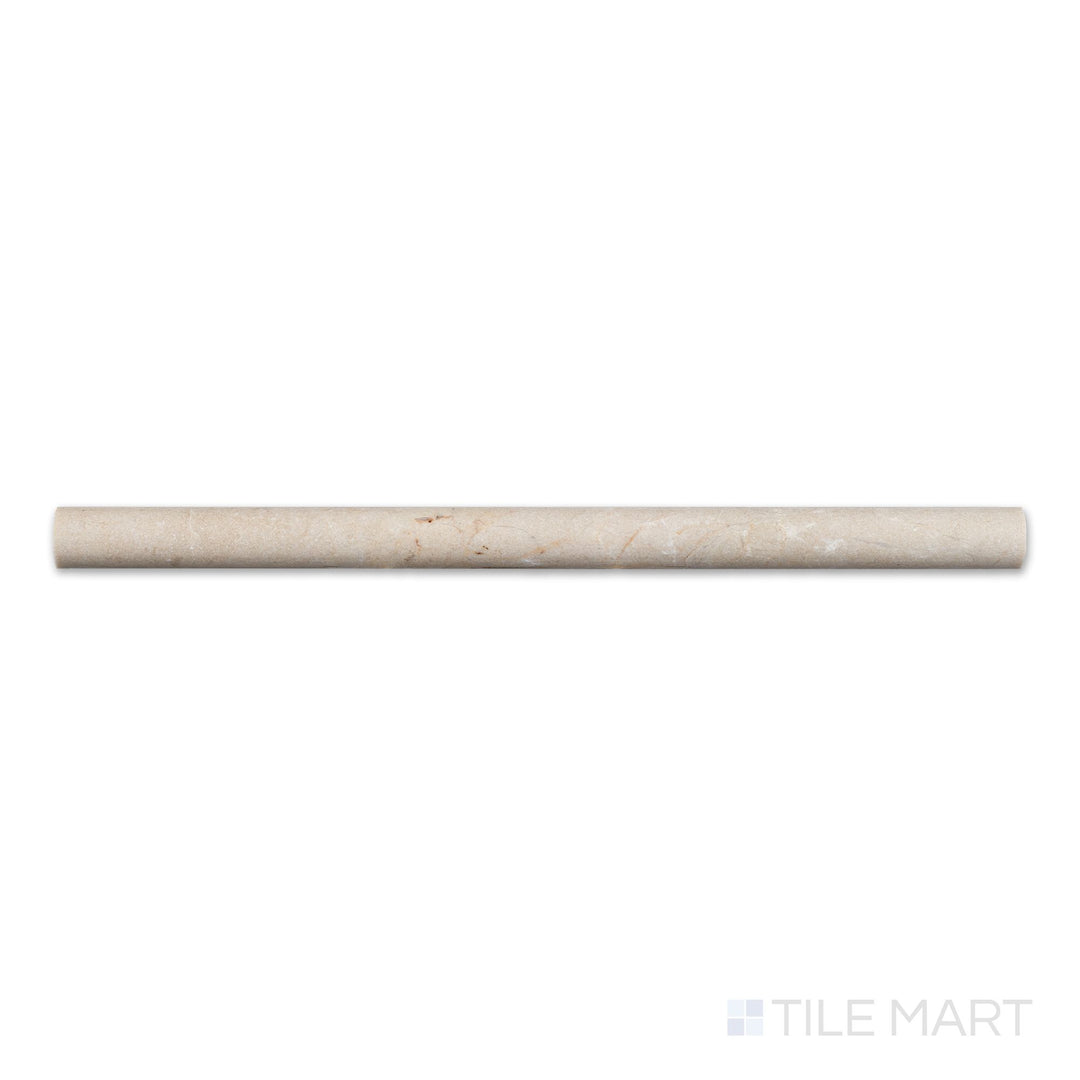 Overhead image of Crema Marfil Marble 0.75x12 honed standard liner, a thin matte strip in soft beige with light veining.
