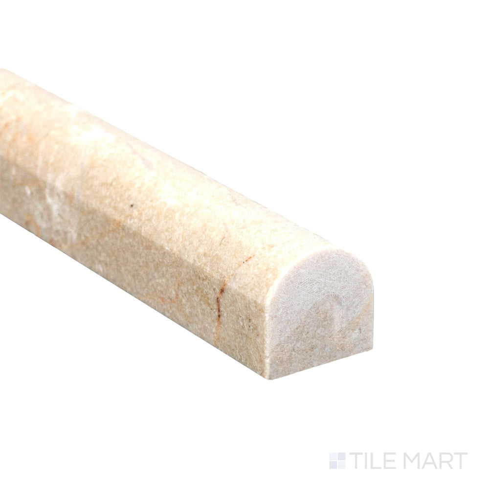 With a glossy finish, the Crema Marfil Marble 0.75x12 polished standard liner corner highlights its refined smooth surface.