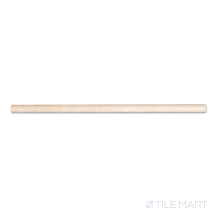 Overhead view of Crema Marfil Marble 0.5x12 polished mini liner, showcasing a glossy light beige tone with delicate marbling.