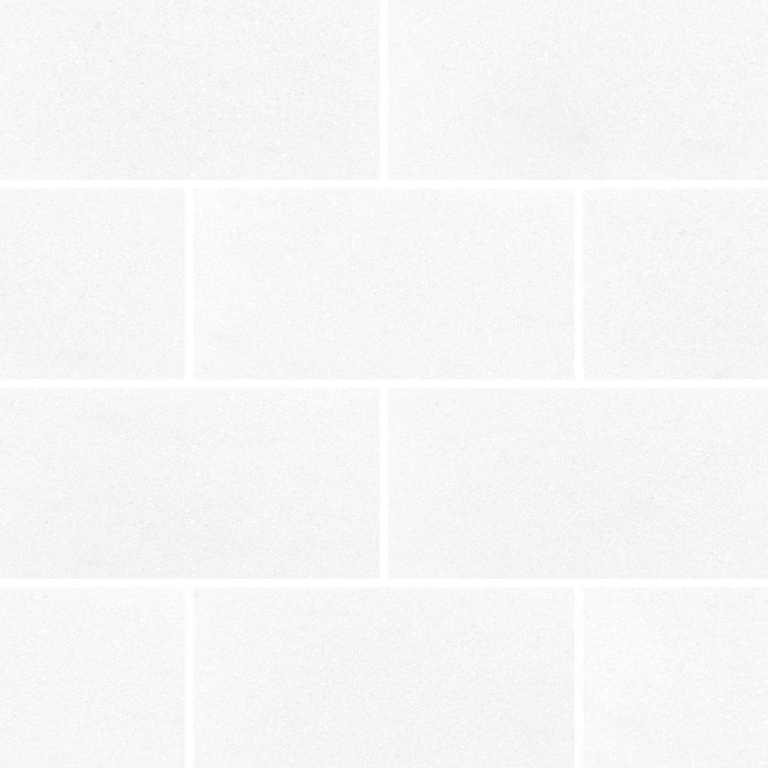 Thassos White Marble 3x6 Honed Tile presents a soft matte finish and crisp white surface in a versatile subway tile design.