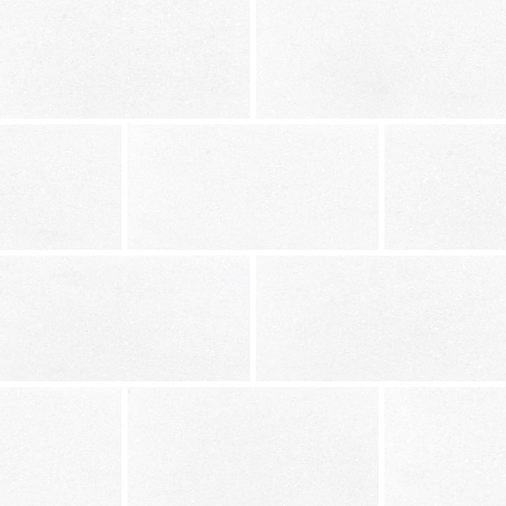 Thassos White Marble 3x6 Honed Tile presents a soft matte finish and crisp white surface in a versatile subway tile design.