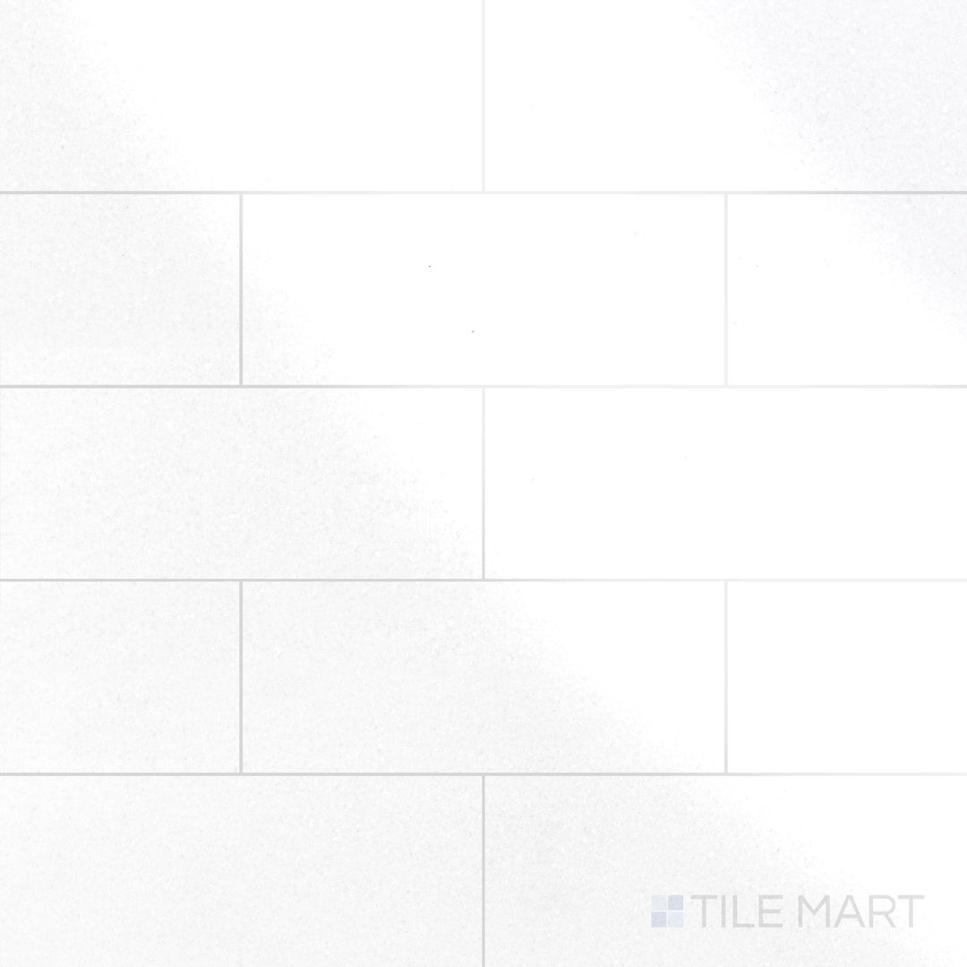 The polished version of Thassos White Marble 4x12 Tile provides a sleek, glossy appearance in an elongated, elegant format.