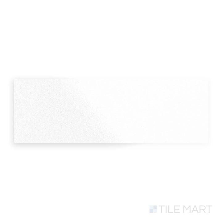 Polished 4x12 Thassos White Marble tile viewed from a top-down angle, delivering pristine white beauty and reflective sophistication.