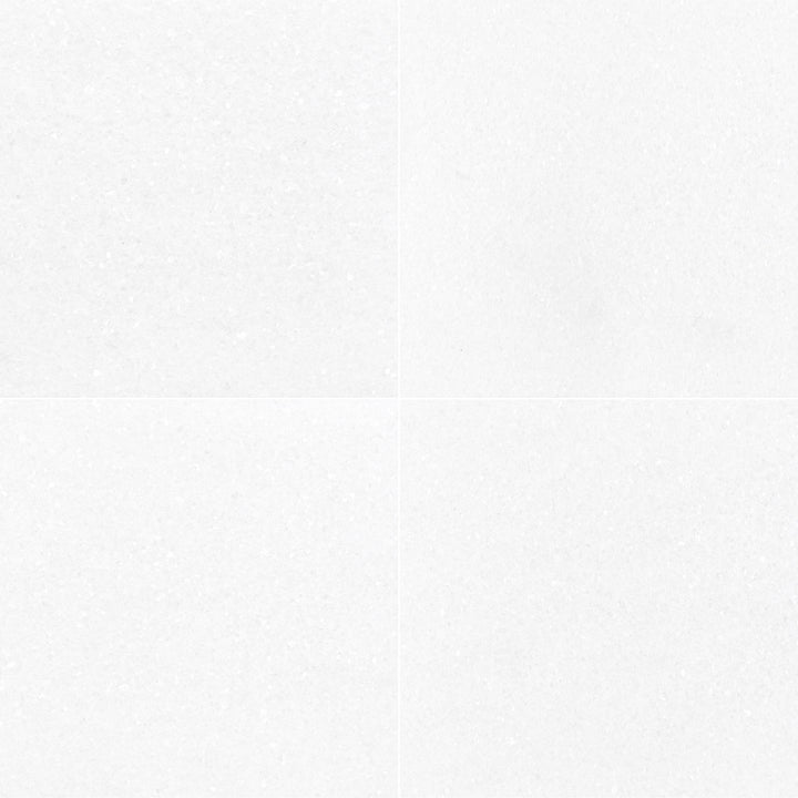 Thassos White Marble 24x24 Honed Tile showcases a grand square format and smooth honed surface for a serene, minimalist aesthetic.