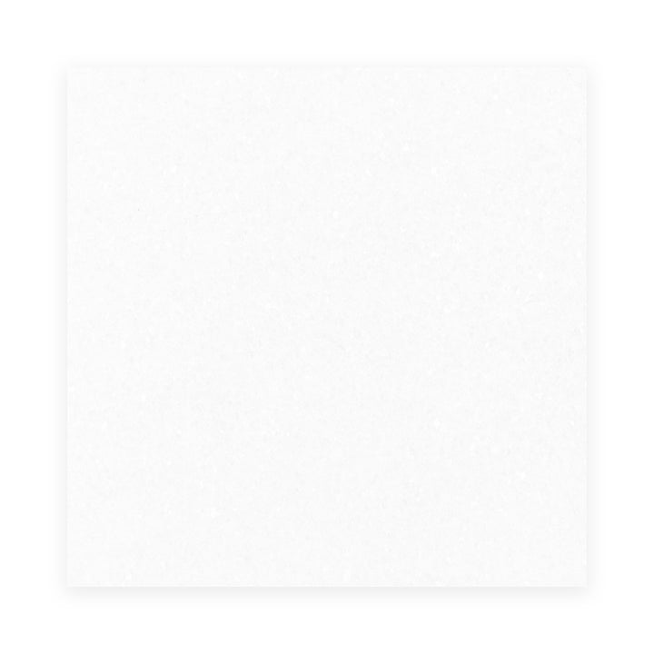 Top-down image of Thassos White Marble 24x24 tile in honed finish, featuring expansive surface coverage and smooth matte texture in classic white.