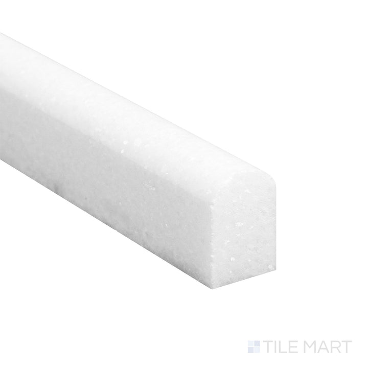 Glossy and luminous, the Thassos White Marble 0.5x12 polished mini liner corner highlights sleek edges and clarity.