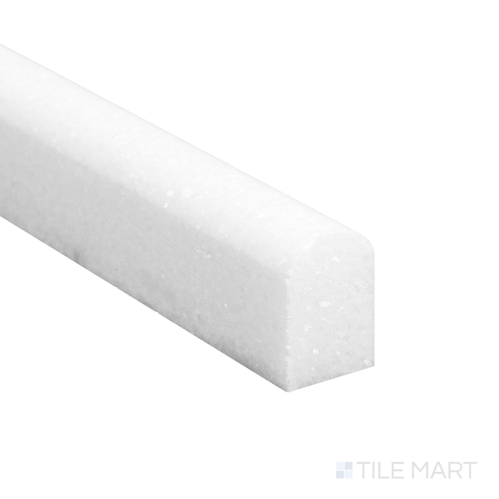 Glossy and luminous, the Thassos White Marble 0.5x12 polished mini liner corner highlights sleek edges and clarity.