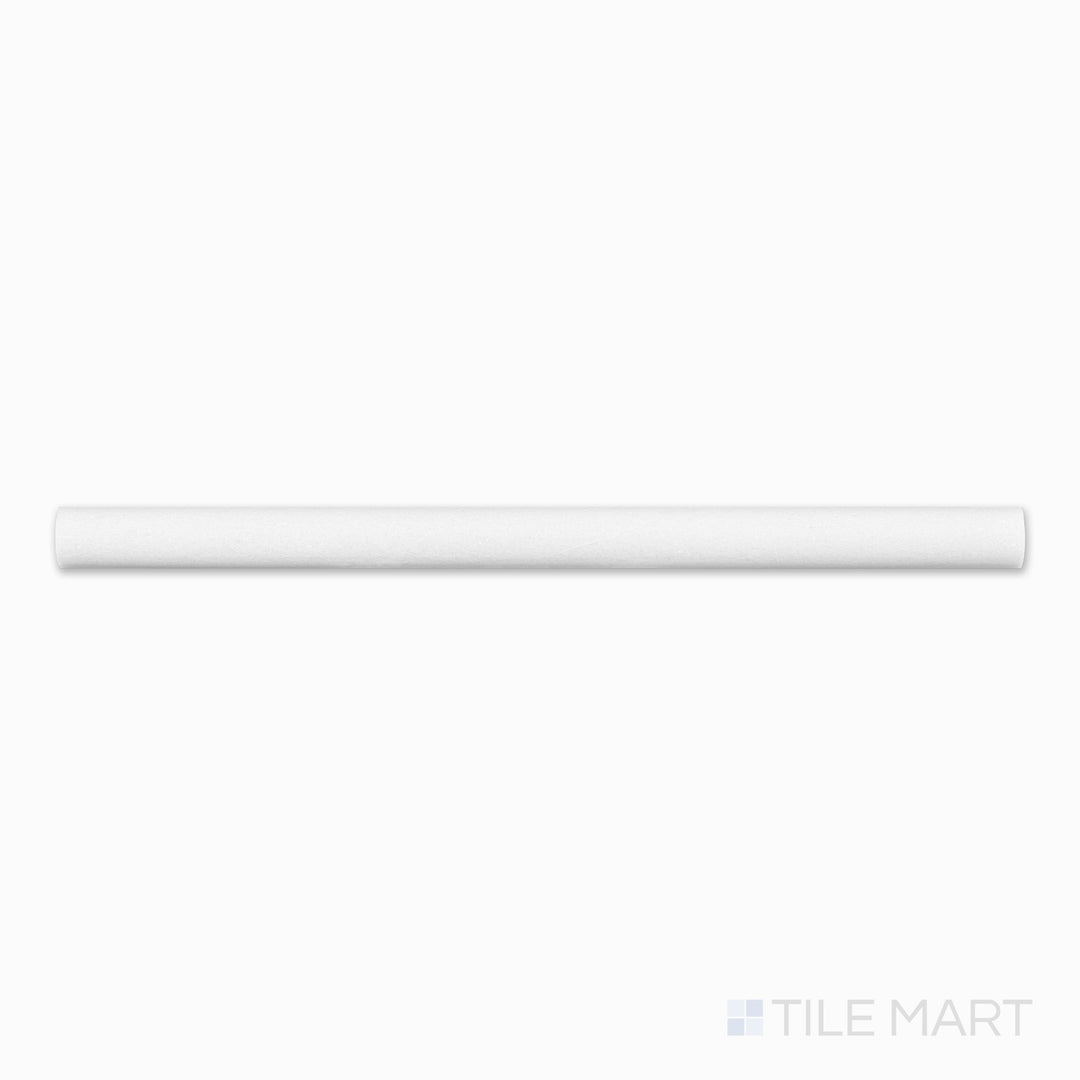 Flat-lay of Thassos White Marble 0.75x12 honed standard liner, a medium-width trim with a smooth, matte white finish.