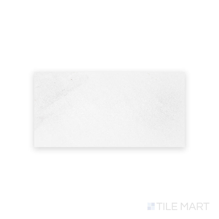 Thassos White Marble 6x12 tile in honed finish viewed from above, showcasing a clean rectangular shape with soft matte elegance in radiant white.