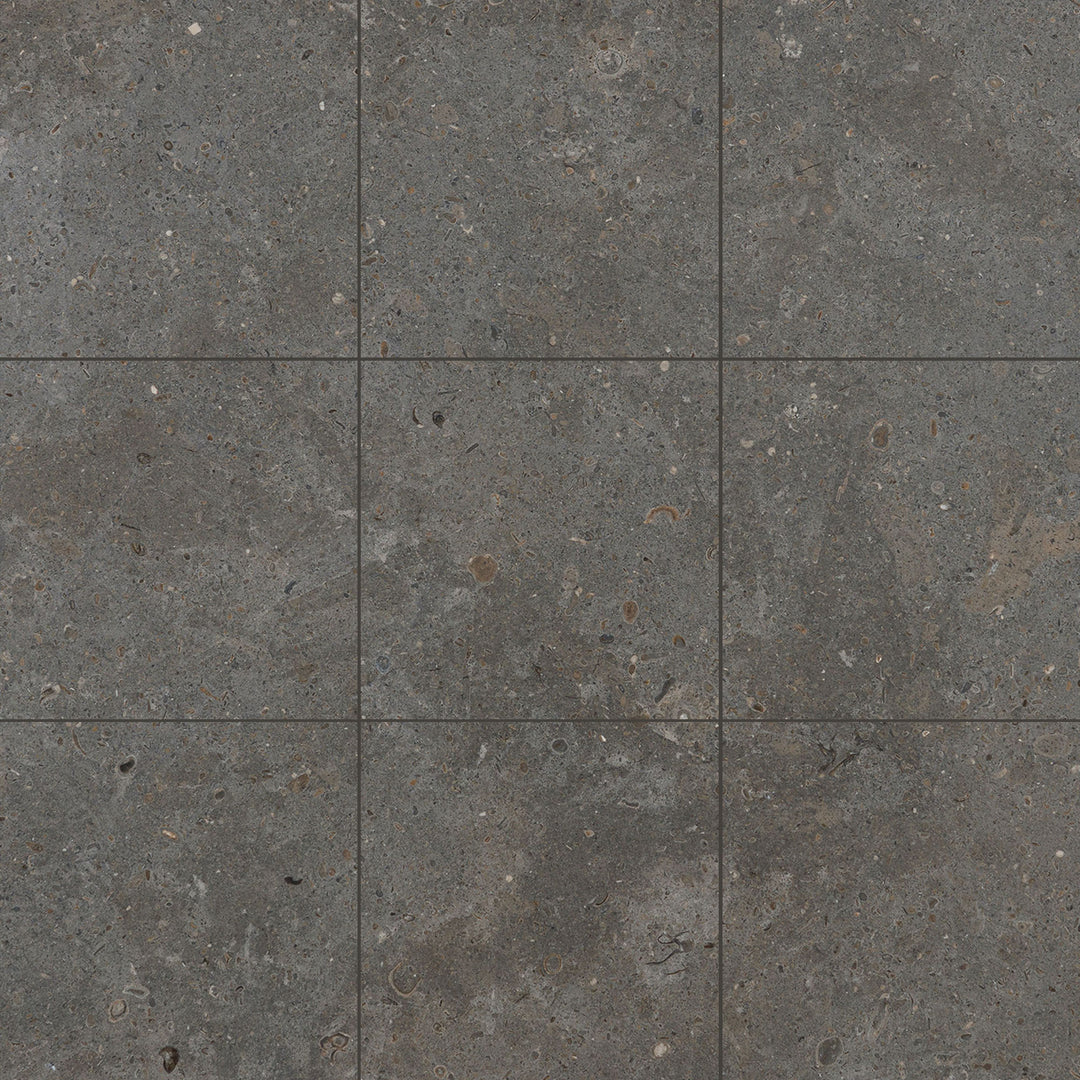 Overview of Lagos Blue Limestone 12x12 Honed Tile displaying soft bluish-grey tones and a smooth honed finish in a balanced square format.