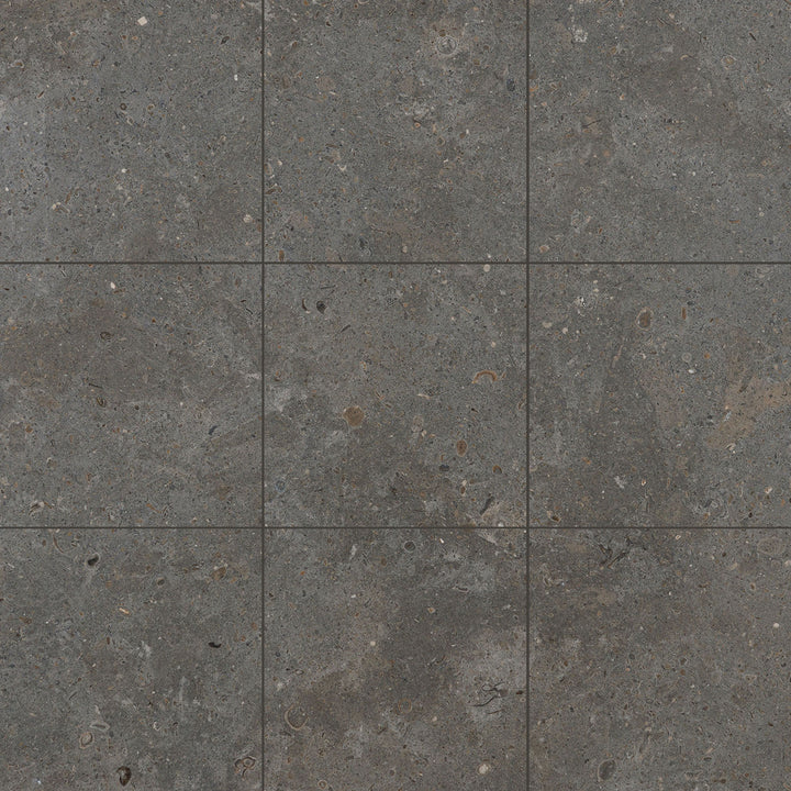Overview of Lagos Blue Limestone 12x12 Honed Tile displaying soft bluish-grey tones and a smooth honed finish in a balanced square format.