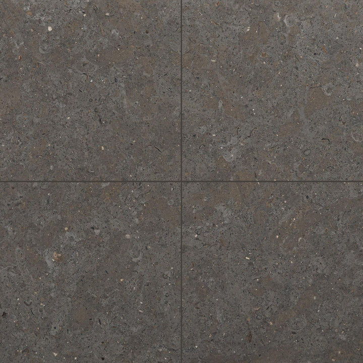 Clean view of Lagos Blue Limestone 18x18 Honed Tile showcasing uniform color and a smooth surface in a modern square tile.