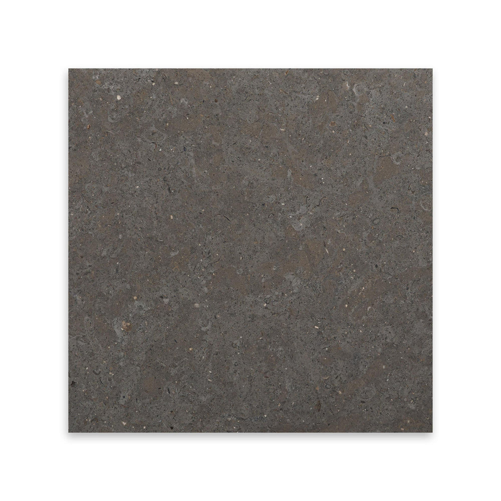 Lagos Blue Limestone 18x18 tile in honed finish seen from above, offering elegant grey tones and subtle movement across a balanced square format.