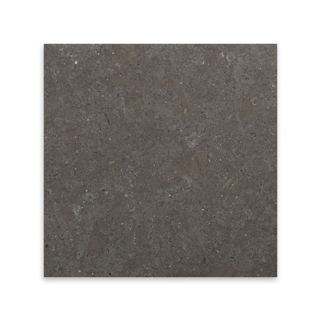 Lagos Blue Limestone 18x18 tile in honed finish seen from above, offering elegant grey tones and subtle movement across a balanced square format.