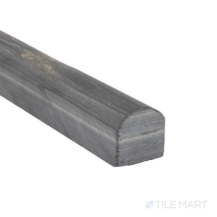 Corner detail of Indian Black Slate 0.75x12 honed standard liner showing sleek matte texture and deep natural tone.