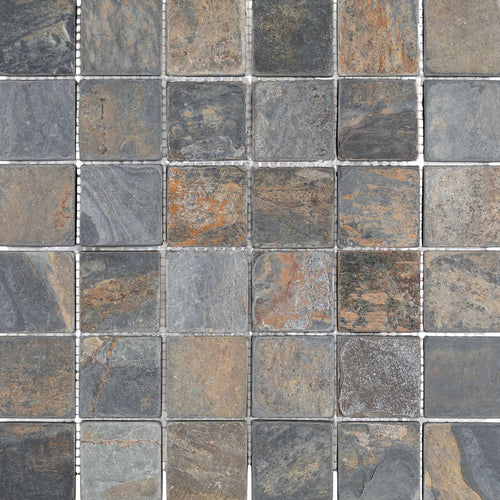 California Gold 2" Square Tumbled Slate Mosaic