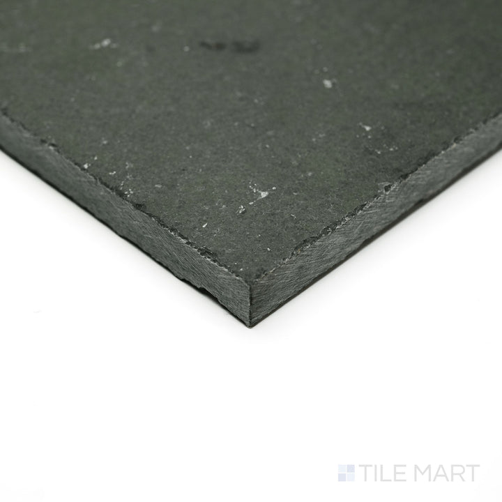 Indian Bluestone Slate Versailles Pattern Gauged Tile set seen from a corner angle, showcasing its multi-size layout and cool slate hues for natural stone installations.