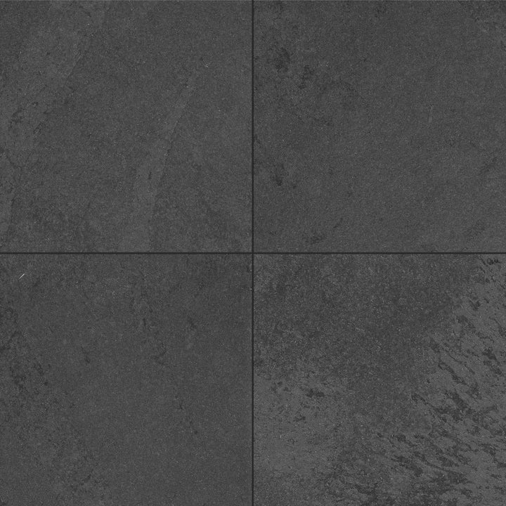 Full view of Brazilian Black Slate 16x16 Gauged Tile featuring a bold black slate finish with a clean square design and gauged texture.