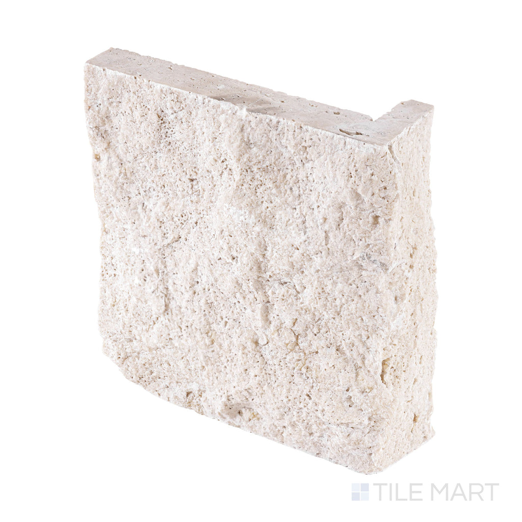 Ivory Premium 8X7.5 Splitface Travertine Corner Veneer | Tilemart
