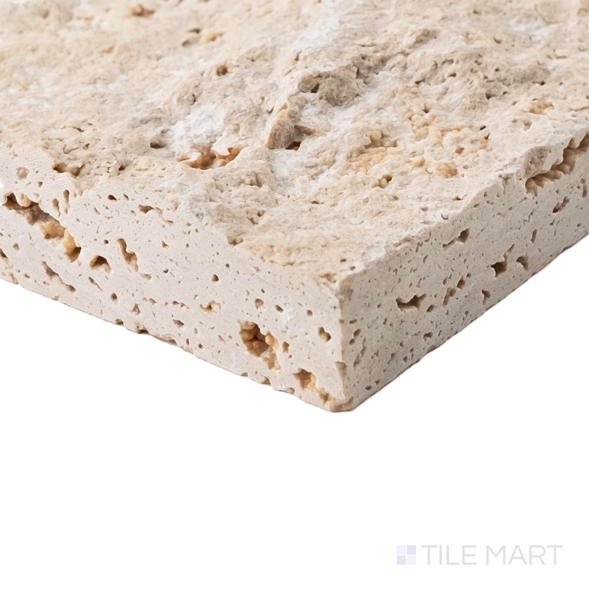 Ivory Premium 8X7.5 Splitface Travertine Corner Veneer | Tilemart
