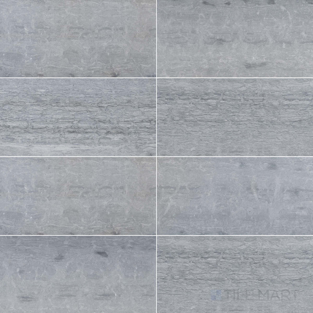 Haisa Blue marble 12x24 tile with a honed finish and flowing natural veining