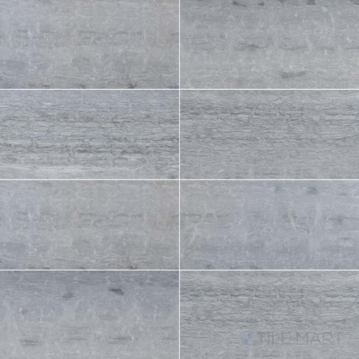 Haisa Blue marble 12x24 tile with a honed finish and flowing natural veining