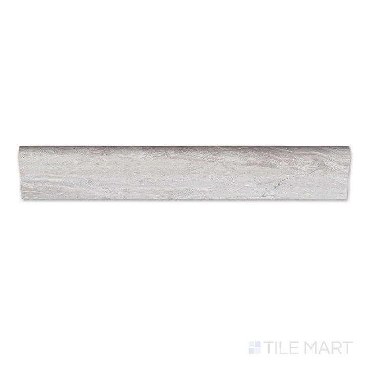 Haisa Light Marble 2x12 honed grand chair rail, a soft beige-gray marble accent piece with a smooth matte finish and elegant profile.