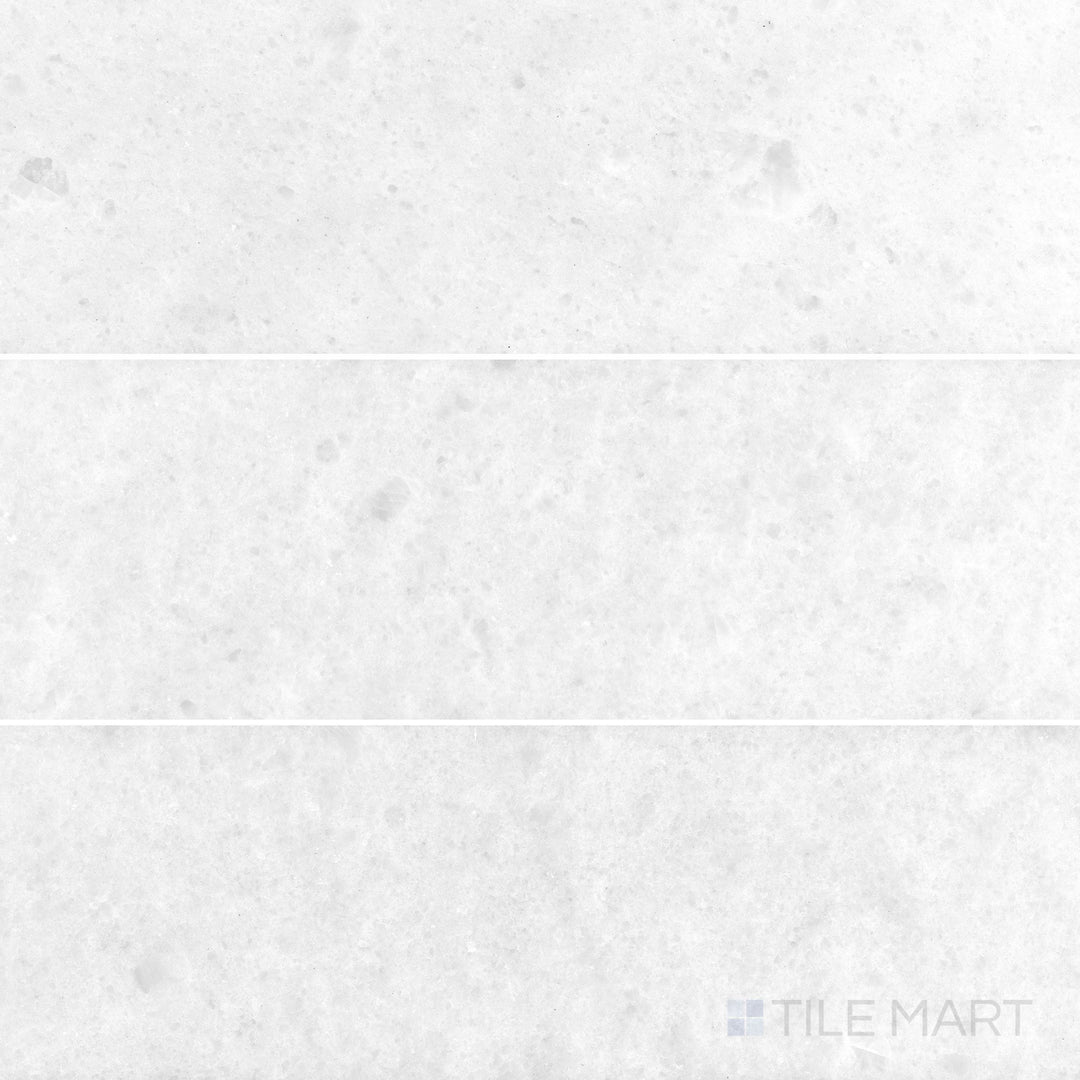 Polar White marble 4x12 tile with a honed finish and gentle natural variation