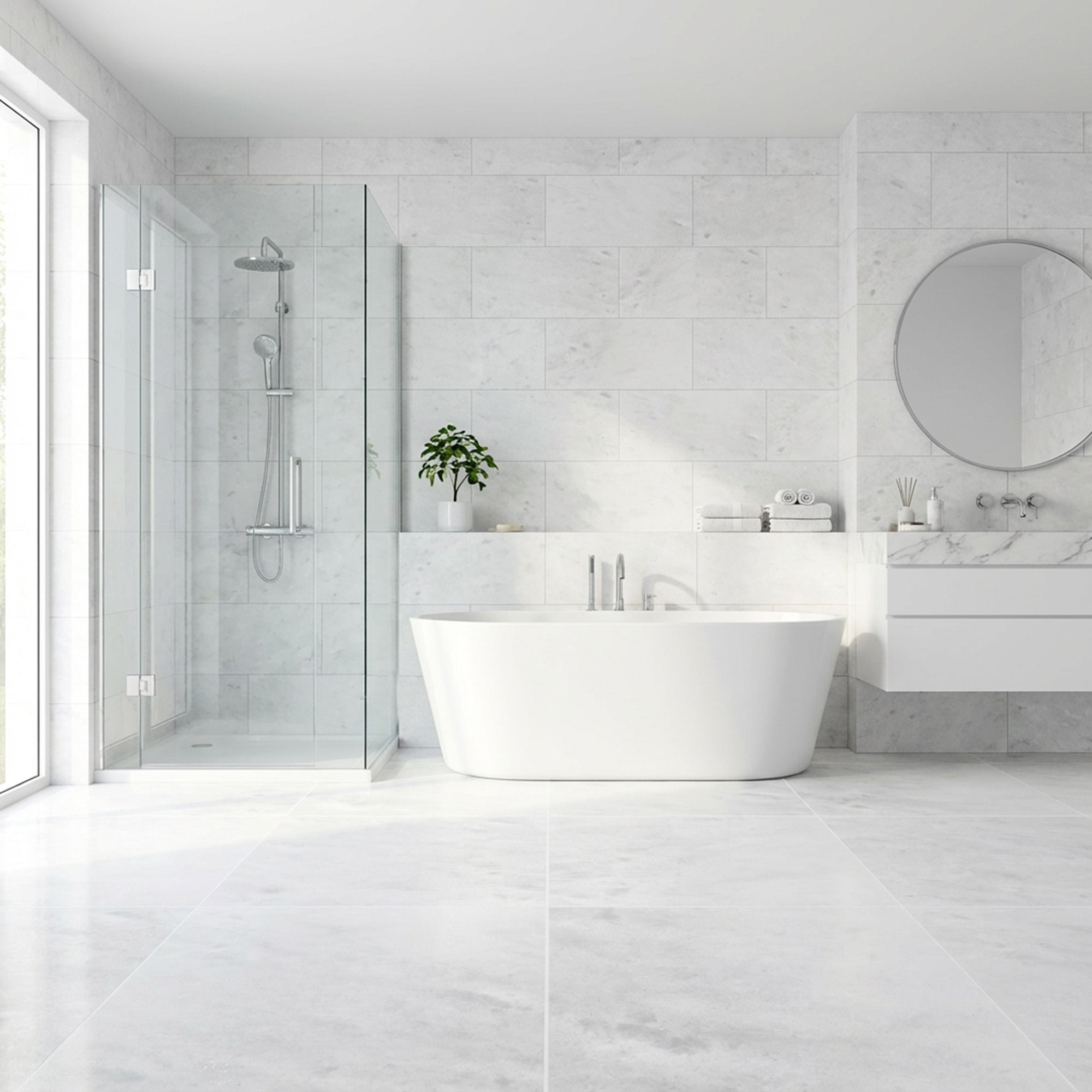Polar White 12X24 Honed Marble Tile | Tilemart