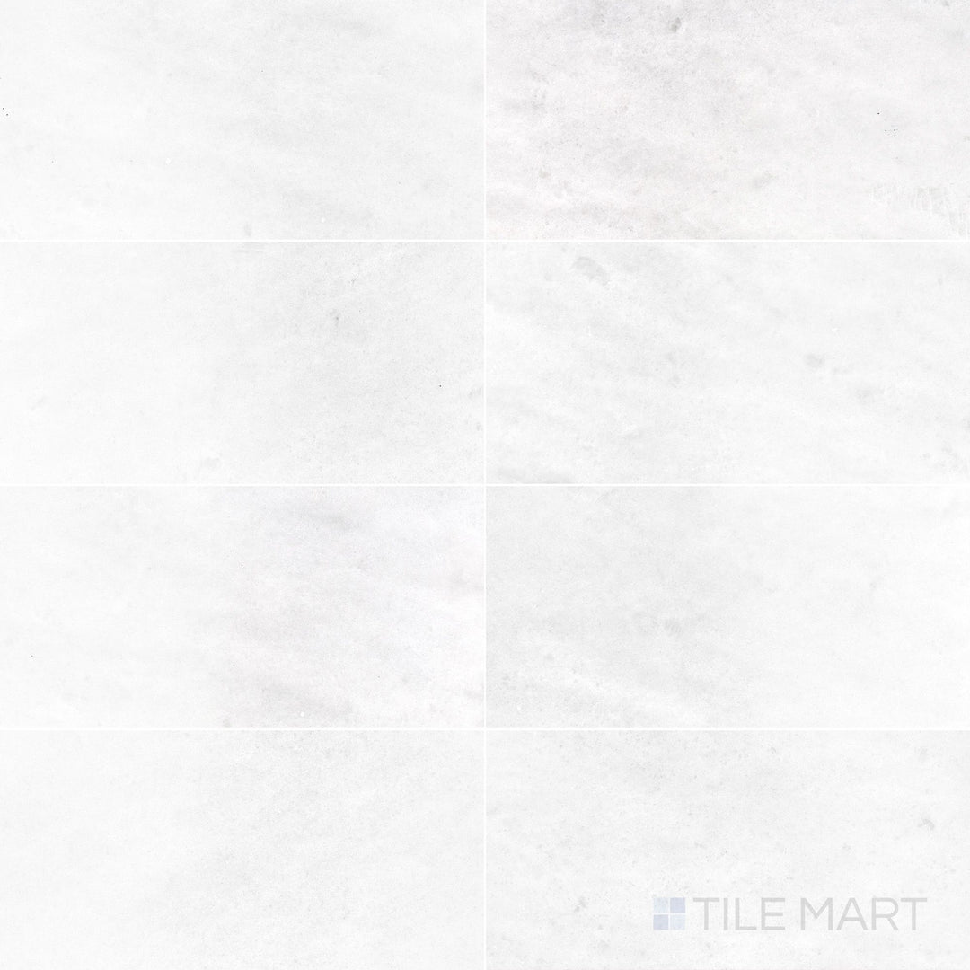 Polar White marble 12x24 tile with a polished surface and clean luminous character