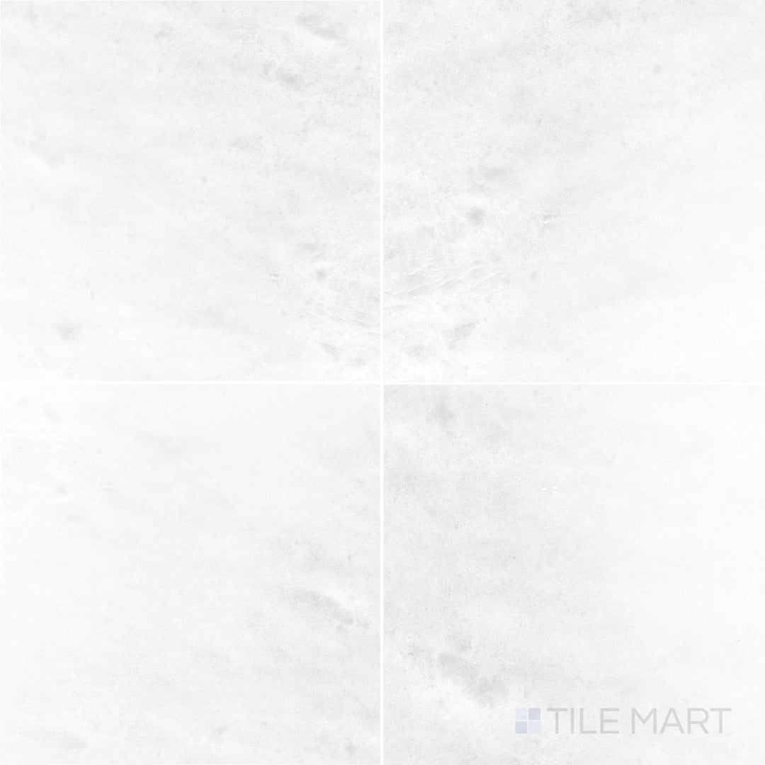Polar White marble 18x18 tile with a polished finish and crisp reflective surface