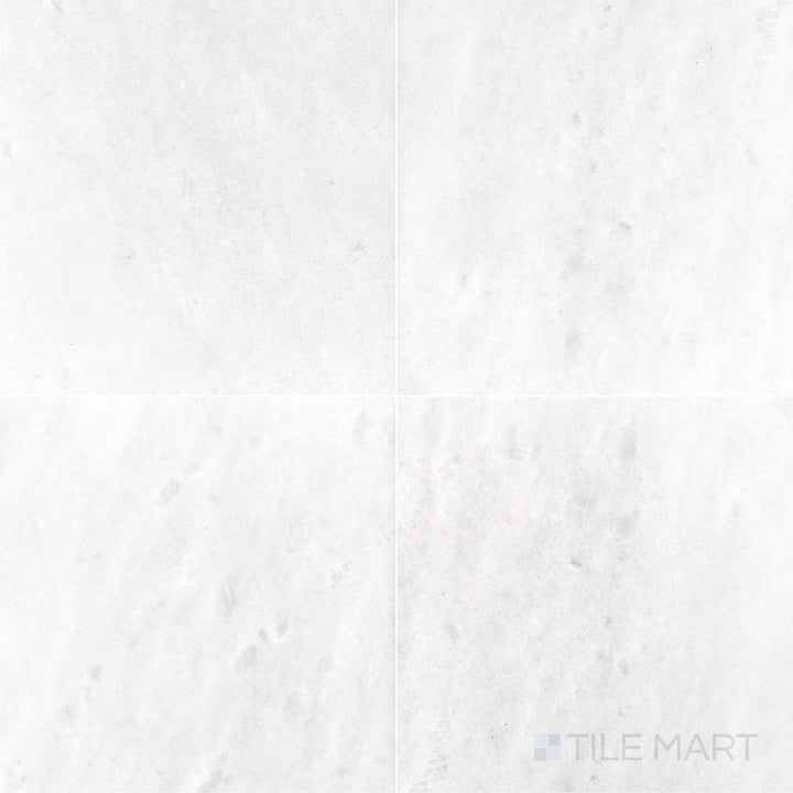 Polar White marble 24x24 tile featuring a polished finish and luminous stone character