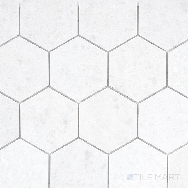 Polar White marble 3x3 mosaic with a honed surface and gentle natural variation