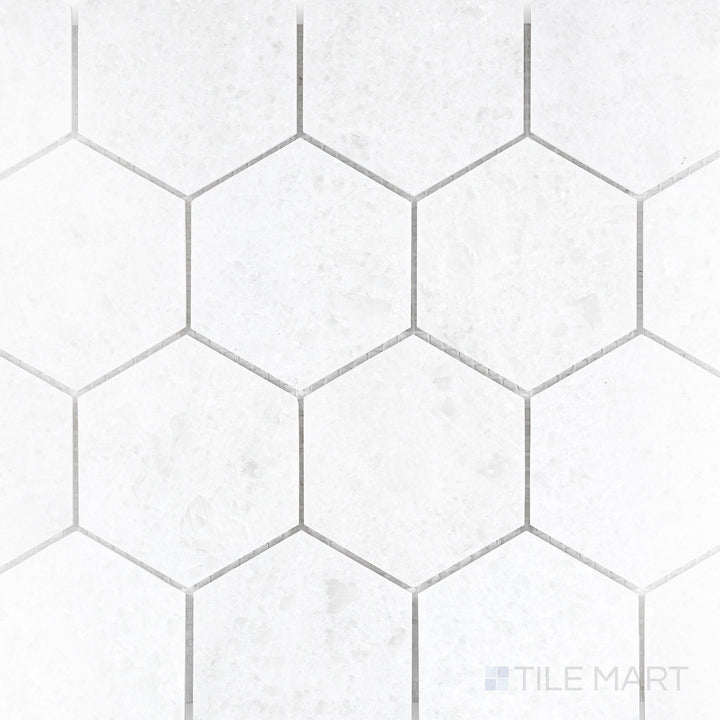 Polar White marble 3x3 mosaic featuring a polished finish and crisp reflective detail