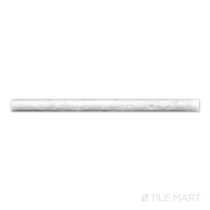 Polar White Marble 0.75x12 polished standard liner, a slim polished white marble tile strip with a reflective finish.