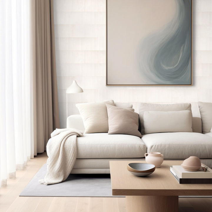 Ravello Lymbra limestone 6x24 fence tile displayed in a refined setting with layered natural stone detail