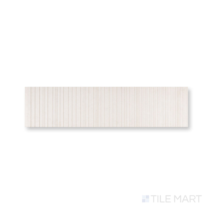 Close-up of Ravello Lymbra limestone 6x24 fence tile highlighting layered texture and natural depth