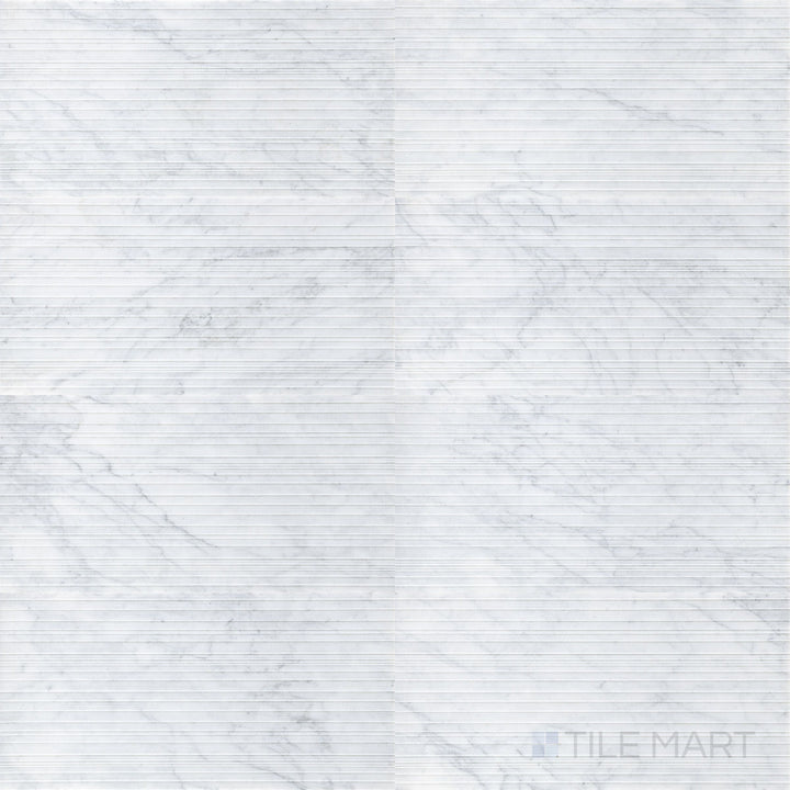 Ravello White Carrara marble 12x24 horizon tile showcasing classic stone movement and clean lines