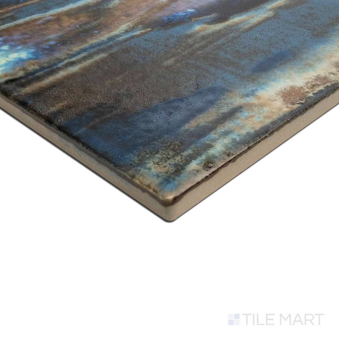 A corner perspective revealing the texture of NAMI SHORELINE 6X6, capturing the precision-cut edges and rich texture of the PORCELAIN material. Its craftsmanship is ideal for both functional and decorative applications.