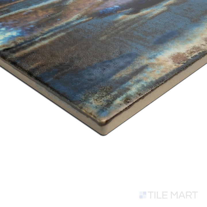 A corner perspective revealing the texture of NAMI SHORELINE 6X6, capturing the precision-cut edges and rich texture of the PORCELAIN material. Its craftsmanship is ideal for both functional and decorative applications.