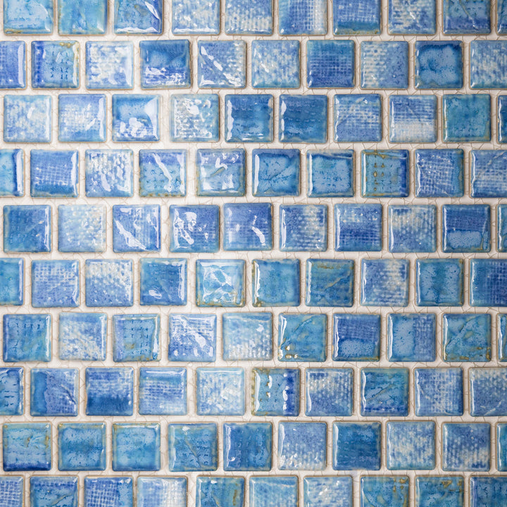 Tokyo 1-1/8X1-1/8 Square Icy Blue Semi Gloss Mosaic